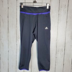 Adidas Women's Climalite Leggings Size Small Black Purple Cropped
